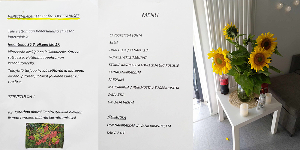 Kuvassa menut ja kukkia
