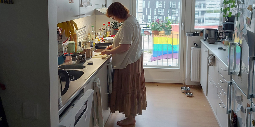 Kuva Jätkäsaaren kommuunin keittiöstä